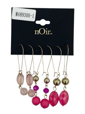 nOir 3pairs dangling pink gold earrings- New